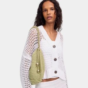 Madewell The Camren Straw Bag with Leather Handle in Sagebrush
